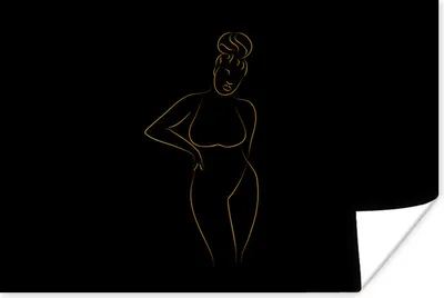 Produktbild von MuchoWow® Poster Frau - Schwarz - Gold - Strichzeichnung 60x40 cm - Schlafzimmerdekoration