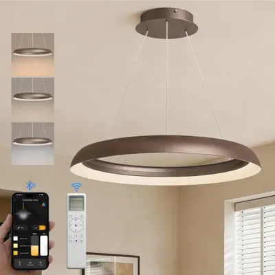 Produktbild von doporro Moderne LED Pendelleuchte – 40cm Dimmbare Esszimmerlampe hängend mit App & Fernbedienung, 3000–6000K, CRI≥95, höhenverstellbar, Luvina04, Kaffee