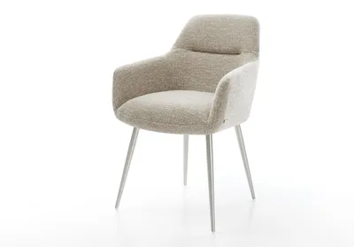 Produktbild von DELIFE Esszimmerstuhl Pejo-Flex Webstoff Soft Beige 4-Fuß konisch Edelstahl Taschenfederkern