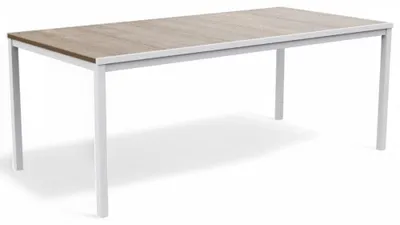 Immagine prodotto di Tavolo rettangolare con struttura in acciaio effetto legno per interno esterno Porto - 202x95xH75 cm