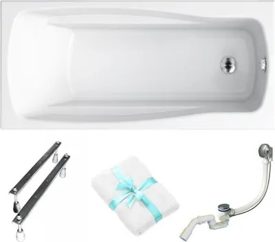 Produktbild von Cersanit | Badewanne - Rechteckig Badewanne Lana - 160 x 70 Cm - Mit Syphon Und Füßen - Acryl - Platz Für Armatur