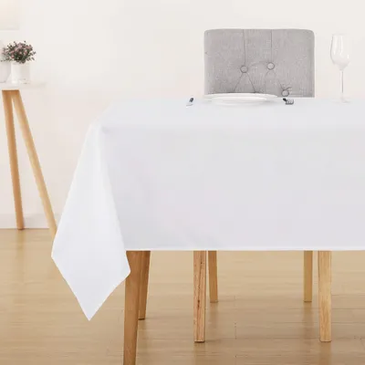 Produktbild von Tischdecke abwaschbar wetterfest 130x220 cm weiß rechteckig wasserabweisend