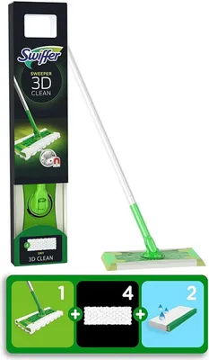 Produktbild von Swiffer - Bodenreiniger 3D Clean terkit, mit 4 trockenen und 2 nassen Staubwedeln