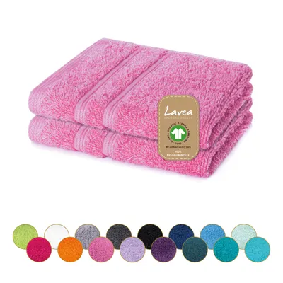 Produktbild von Lavea® Seiftuch 2er Set 30x30 cm, Waschlappen, 100% Baumwolle, Gästehandtücher, saugstark, waschbar, strapazierfähig, Frottierserie Bali - Koralle