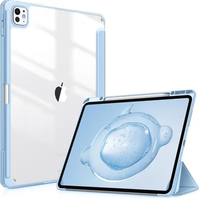 Produktbild von Fintie Hybrid Hülle für iPad Pro 13 Zoll (M4) 2024 mit Stifthalter - Stoßfeste Schutzhülle mit transparenter Hartschale auf der Rückseite Case für 13" iPad Pro M4, Himmelblau
