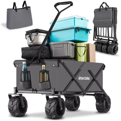 Produktbild von tectake® Bollerwagen Heidrun inklusive Tragetasche, Belastbarkeit 80 kg