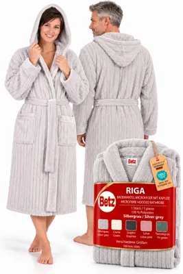 Produktbild von Betz Bademantel Microfaser mit Kapuze - RIGA - für Herren und Damen Größe S/M Farbe: silbergrau