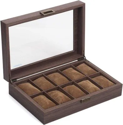 Produktbild von Famanu Uhrenbox mit Holzoptik - Aufbewahrungsbox für Uhren
