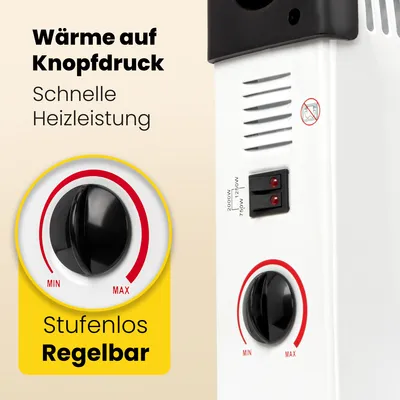 Produktbild von Clatronic® Konvektor-Heizung | Elektroheizung mit 3 Heizstufen | Heizung mit Thermostat | bis zu 40qm | Konvektor mit Überhitzungsschutz | KH 3077 H