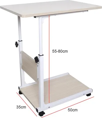 Immagine prodotto di Tavolino / Tavolino - Tavolino - Con rotelle - Rettangolare - Metallo - Moderno e minimalista - Regolabile - Bianco