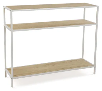 Konsolentisch, schmal, 80x100x30 cm, Holz/Metall, braun/weiß