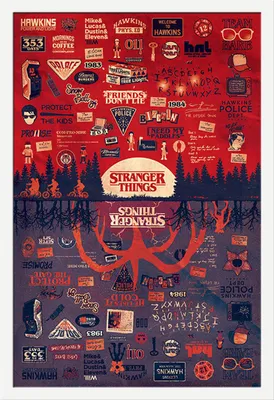 Immagine prodotto di Stranger Things - Poster - Upside Down + cornice rimovibile, Shinsuke® Maxi MDF bianco, disco acrilico