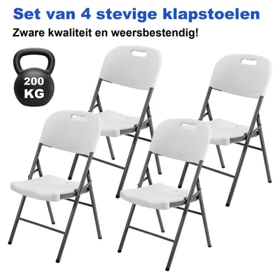 Produktbild von Bardi 4-teiliges Klappstuhl-Set – Robustes Klappstuhl-Set, wetterfest, 47 x 54 x 87 cm – Weiß
