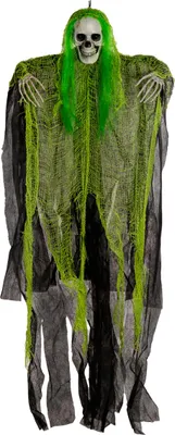 Produktbild von Fetzengeist mit Totenkopf & Neongrünen Haaren 110 cm