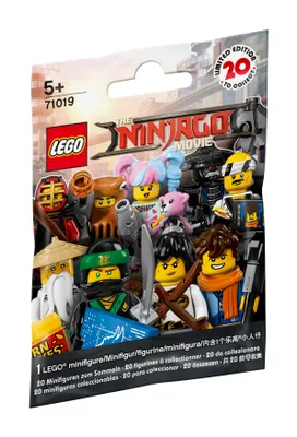 A sealed bag containing LEGO minifigures from The LEGO Ninjago Movie.