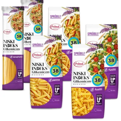 Produktbild von Polmak Nudeln mit niedrigem glykämischem Index Penne/Fusilli/Spaghetti 6x250 g