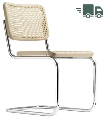 Produktbild von THONET S 32 V | Buche natur | Stahlrohr-Freischwinger | Gestell verchromt