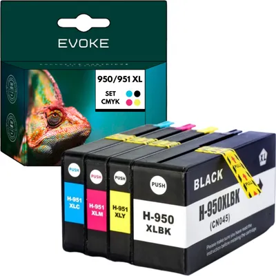 A box of printer ink cartridges and the cartridges themselves.