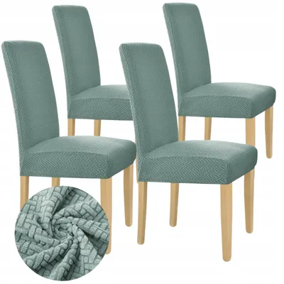 Produktbild von Stuhlhussen - 4 Stück - Mintgrün Jacquard - Universeller Stuhlbezug - Passend für Henriksdal - Waschbar