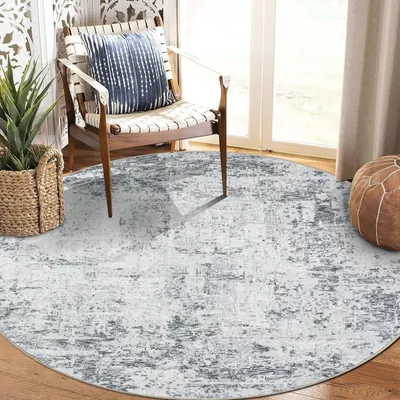 Productafbeelding van Grijze, abstracte vloerkleed - Modern, antislip en wasbaar, geschikt voor woonkamer en slaapkamer