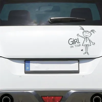 Produktbild von Auto Aufkleber MÄDCHEN an Bord on Tour Board 15x16 cm Grau Sticker Heckscheibenaufkleber