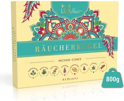 Produktbild von Räucherkegel Set mit 8 natürlichen Düften aus Indien