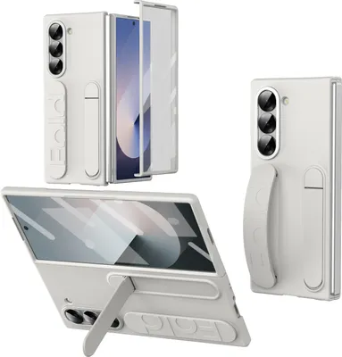 Produktbild von Hülle für Samsung Galaxy Z Fold 6 Vertikale Armbandtasche mit Eingebautem Displayschutz, Griffring, Ständer, Kameraschutz Handyhülle Weiß