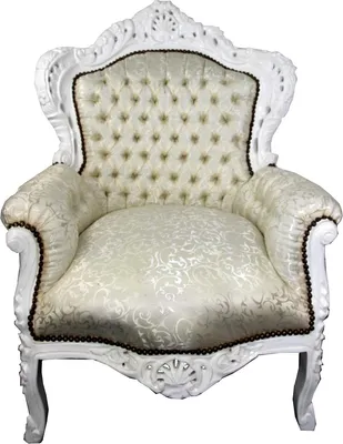 Produktbild von Casa Padrino Barock Sessel King Creme Muster / Weiß - Barock Möbel