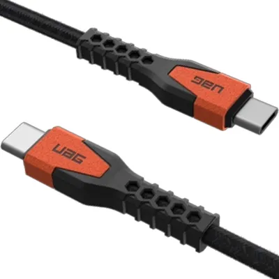 Immagine prodotto di Urban Armor Gear Poliammide, cavo da 1,5 metri, connettori USB-C, USB-C, USB 2.0, velocità di trasferimento dati 0,48 Gbit/s, colore nero, dettagli arancioni