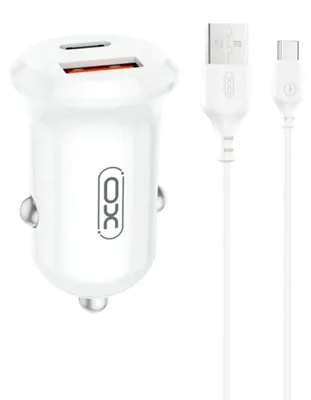 Produktbild von XO Autoladeadapter CC69 PD 30W QC 1x USB 1x USB-C weiß + Kabel USB
