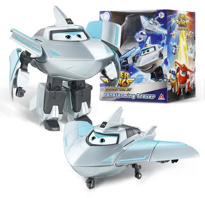 Produktbild von Super Wings Transformations-Flugzeug Supercharged Traver, ca. 12,7 cm große Spiel-Figur für Kinder, Spielzeug-Flugzeug und Roboterfigur für 3+ Jahre Alten Jungen Mädchen, Silver