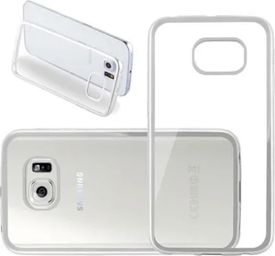 Produktbild von Cadorabo Hülle für Samsung Galaxy S6 EDGE Etui in Silber Schutzhülle Handyhülle TPU Silikon Cover Case
