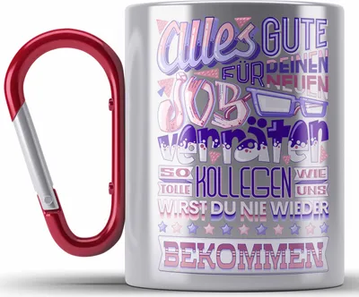 Produktbild von Trendation - Jobwechsel Edelstahl Tasse Karabiner Geschenk Kollege Kollegin Neuer Job Abschied Spruch Verräter Abschiedsgeschenk (Rot)