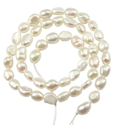 Süßwasserperlen 6-7 mm, 35-40 Stück, oval, muschelfarben