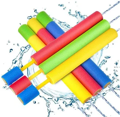Obrázek produktu pro Hračky na plavání – sada 6 pěnových stříkacích tyčí (30 cm) – barevné vodní hračky pro děti – ideální na léto, do bazénu, na pláž a na venkovní oslavy