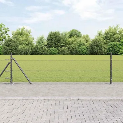 Produktbild von Grau Zaunpfosten 50 x 0,4 m (13 mm Netz) aus Stahl und PVC, 4er Set für Garten und Terrasse