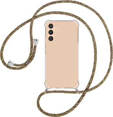 Produktbild von Handykette Backcover-Schutzhülle mit Band (Metall silberfarben) für Samsung Galaxy A34 5G - braun+beige