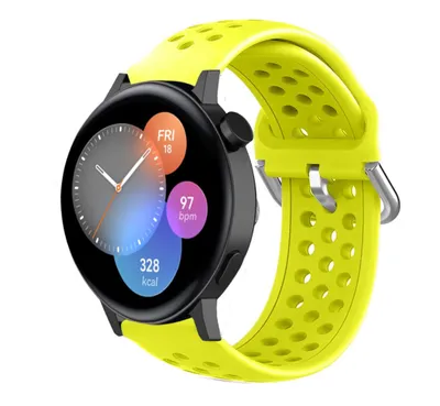 Produktbild von Strap-it Huawei Watch GT 3 42mm Silikonarmband mit Löchern (Gelb)