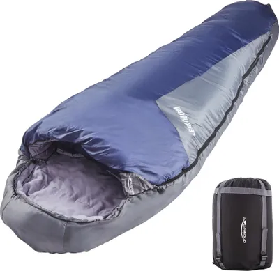Produktbild von anaterra® Schlafsack LEKKAWARM - 3 Jahreszeiten, bis 5 Grad, 230x80cm, Wasserdicht, Warm, Leicht, mit Reißverschluss, Blau - Deckenschlafsack für Erwachsene, Outdoor, Camping, Winter, Wandern