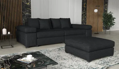 Produktbild von Big Sofa Megasofa Riesensofa AREZZO inkl. Hocker Stoff Tilia Schwarz