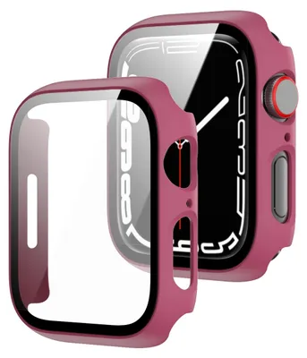 Produktbild von Für Apple Watch 9 8 7 41mm 2 in 1 TPU Silikon Hülle Cover + Hart Glas Violett