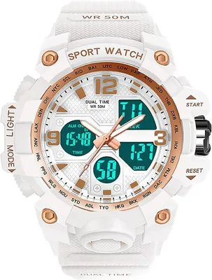 Produktbild von Watch Sportuhr Damen Uhren für Studenten Teenager mit Alarm Doppelzeit Stoppuhr wasserdichte Sport Analog Digital Armbanduhren