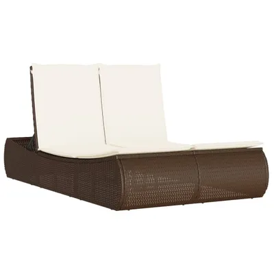 Produktbild von "SummerSchlussverkauf" Doppel-Sonnenliege moderner Stil - Relaxliege - Balkon Saunaliege -mit Auflagen Braun Poly Rattan - Gartenliegen NEU 2026 987732