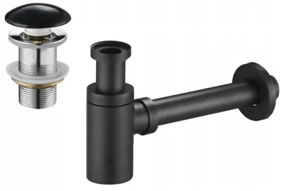 Immagine prodotto di Mexen sifone semi-circolare per lavabo con tappo ceramico clic-clac, senza troppopieno, nero - 7991050-75