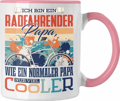 Produktbild von Trendation - Fahrrad Papa Tasse Geschenk Vater Geschenkidee zum Vatertag Hobby Fahrrad Fahrender Papa Spruch Lustig (Rosa)