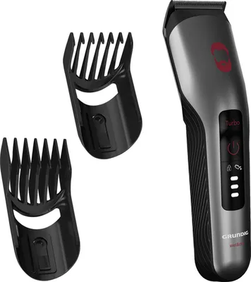 Image de GRUNDIG ProClub MC 8030 Tondeuse à cheveux et à barbe, avec BeardCare Sensor, technologie Titanium Blades, 2 peignes pour différentes longueurs de coupe, longue autonomie, Wet & Dry, chrome mat foncé/rouge