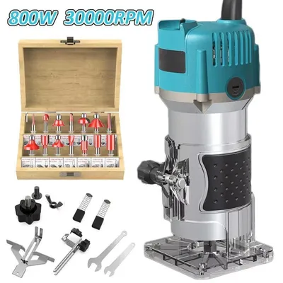Produktbild von Elektrische Oberfräse - Holzfräse 800W - 30000 U/min - Für Holzarbeiten, Fräsen und Gravieren - Kantenfräse - EU Stecker A