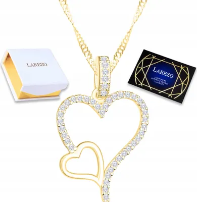 Immagine prodotto di Catena d'oro con cuore grande e piccolo con zirconi Love Love SILVER 925