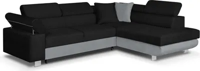 Produktbild von Ecksofa mit Schlaffunktion, CREDO Wellenfedern, rechts - Schwarz/hellgrau