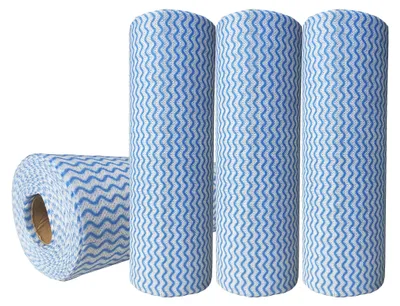Produktbild von 4 Rollen Reinigungstücher, 50 Tücher pro Rolle, wiederverwendbar, blau